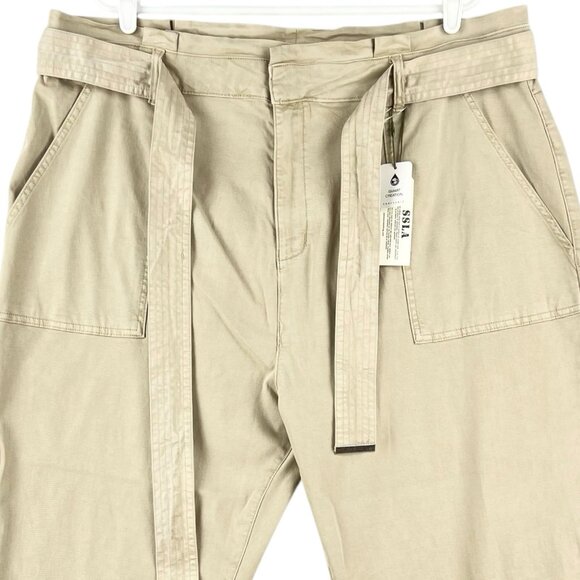Sanctuary Women's Standard Surplus Tan Belted Pants Sz 20W Tapered High Rise NWT - Picture 3 of 14